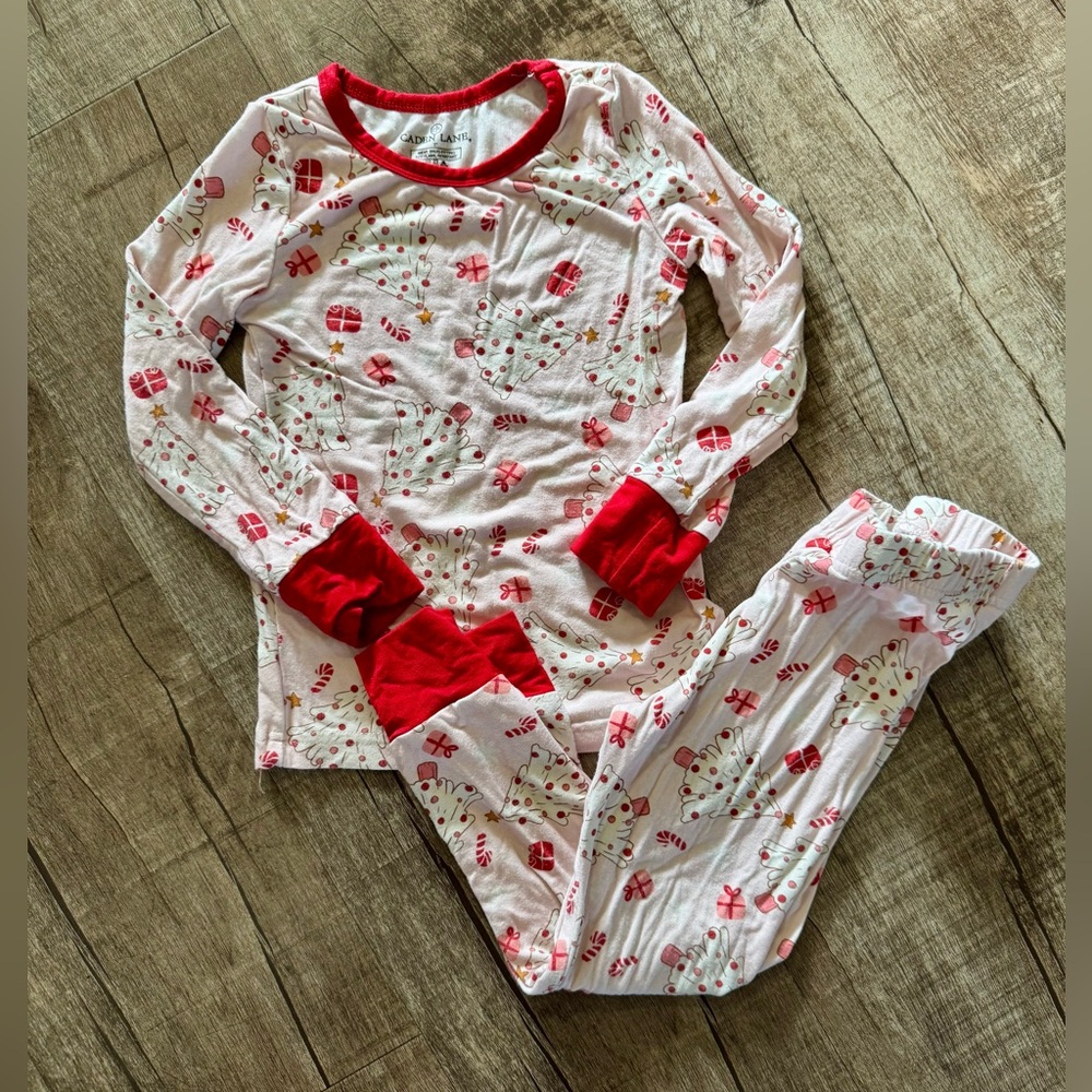 Caden Lane Bamboo Christmas Pajamas 2T Pink Holiday 2 Piece Set Toddler Girls PJ